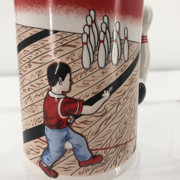 VTG Emson 3D Bowling Mug Stein Bowler Lane Pin Ball Handle Taiwan 5.25" *NO LID - Picture 2 of 12